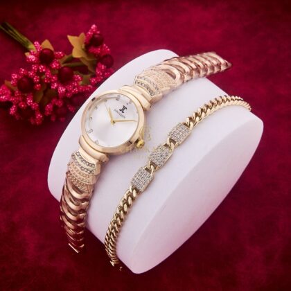طقم لمسة الأنوثة – ساعة ذهبية مع سوار فاخر